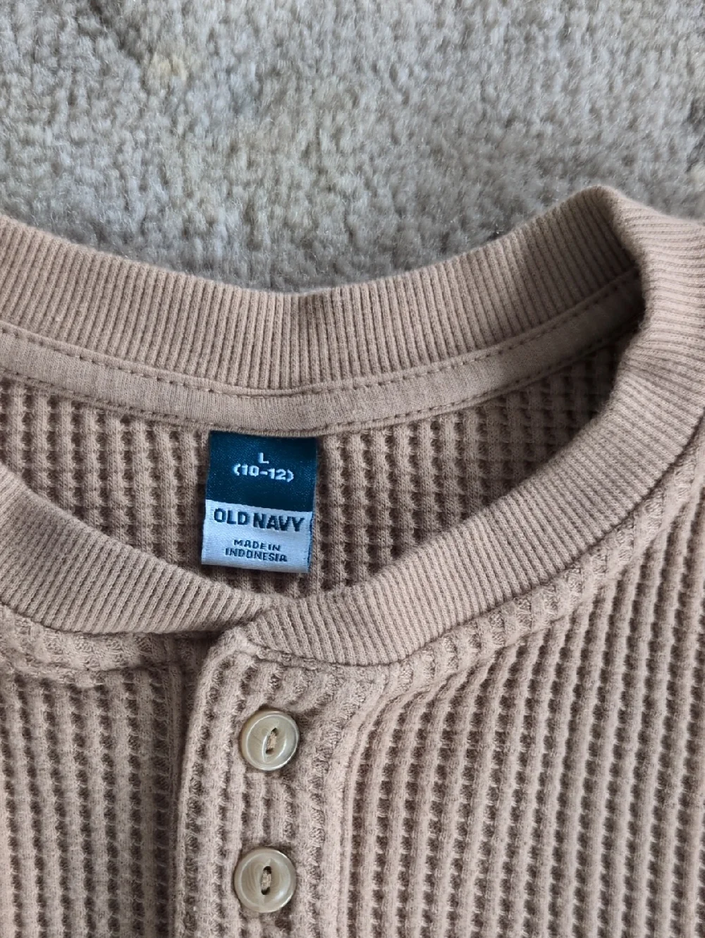 Old Navy Beige Waffle-Knit Henley